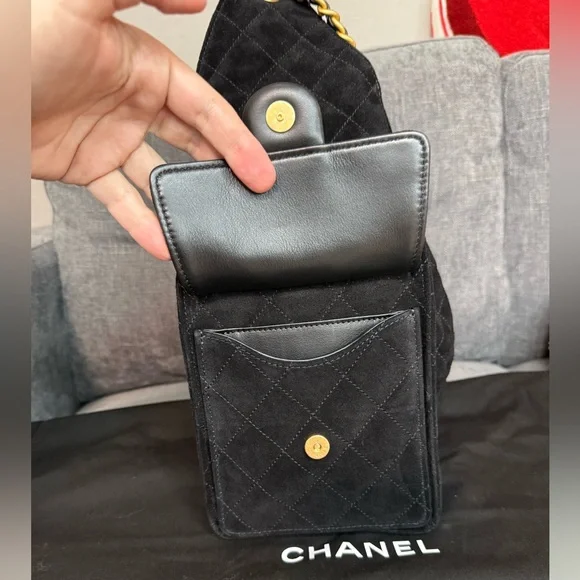 Chanel 25 Hobo Bag Medium Black Suede - Picture 7 of 16